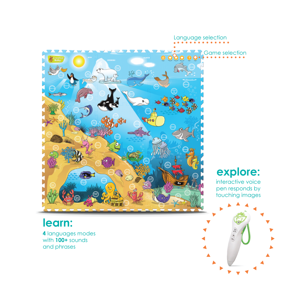 Creative Baby 9 Piece Interactive Playmat i Mat Under The Sea