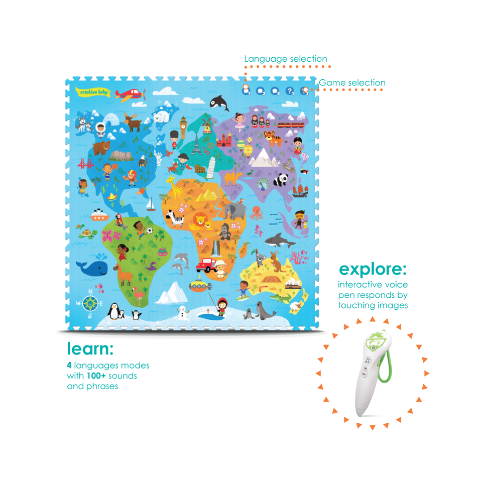 Creative Baby 9 Piece Interactive Playmat i-Mat™, Around the World